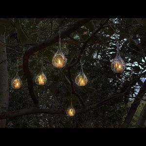 Set of 12! Hanging Glass Teardrop Tealights with Remote Control